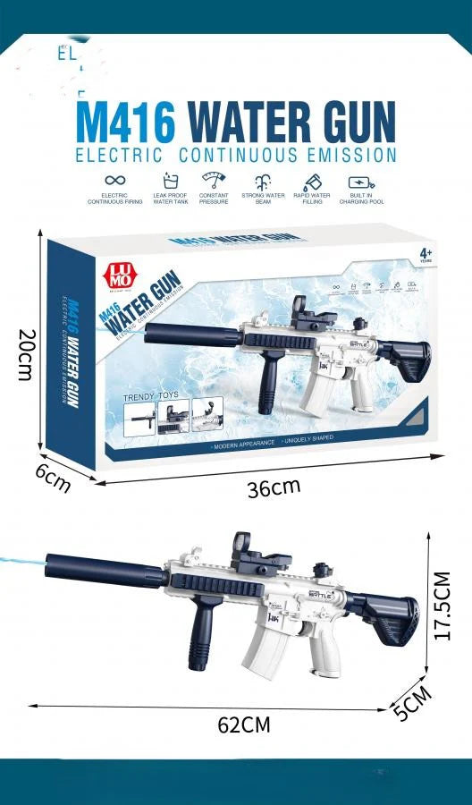 M416 Electric Water Gun Toy with 25-30Ft Range | Self-Filling | Rechargeable | High Pressure Mechanism for Kids and Outdoor Water Fun