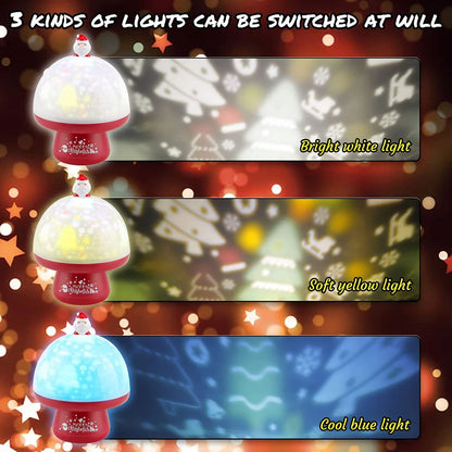 Christmas-Theme 3 in 1 Night Light Projector Lamp