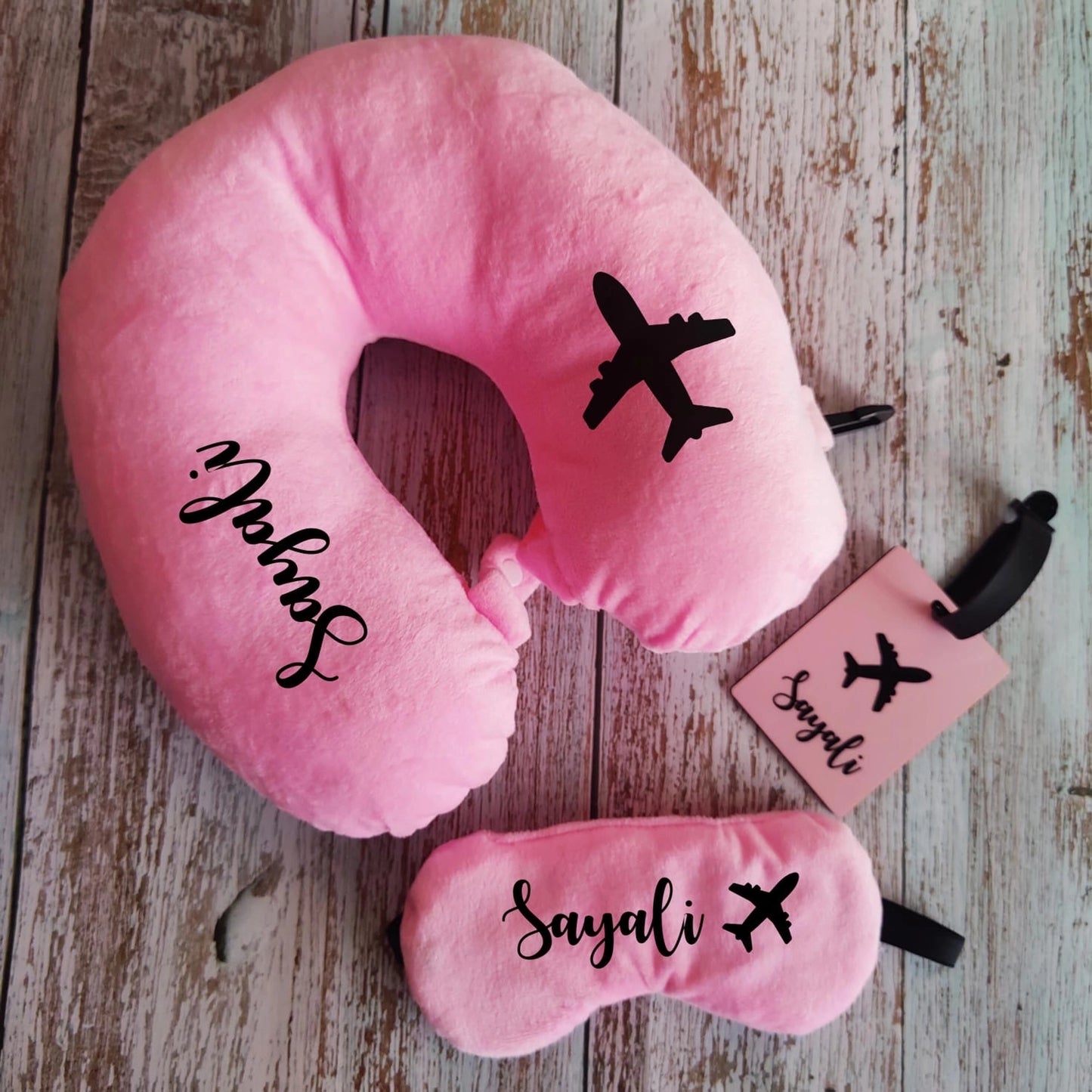 Personalised Eye Mask and Neck Pillow