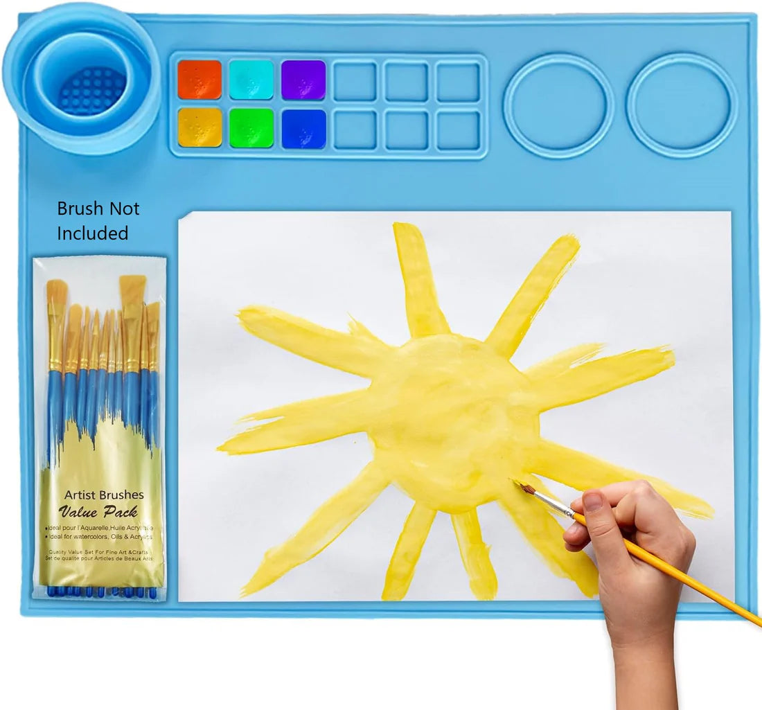 Silicone Painting Mat with Palette and Water Holder