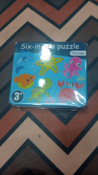 Wooden Puzzle with metal box