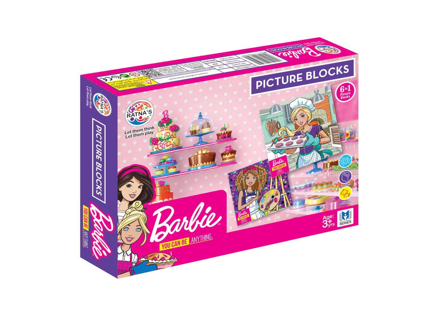 RATNA'S Barbie 6 in 1 Career Oriented Picture Blocks for Girls.